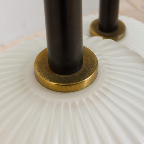 21368 Louis Kalff ribbed glass Italian pendant lamp with teak and brass details, 60s-6 Louis Kalff ribbed glass Italian pendant lamp with teak and brass details s scaled