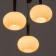 Louis Kalff ribbed glass Italian pendant lamp with teak and brass details s  scaled