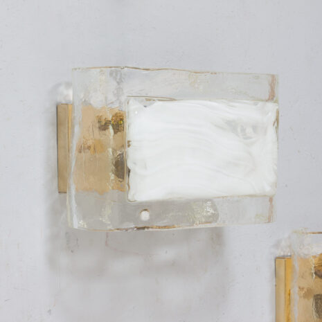 21369.1 Pair of La Murrina Murano lattimo glass and gilded metal wall sconces-5 Pair of La Murrina Murano lattimo glass and gilded metal wall sconces