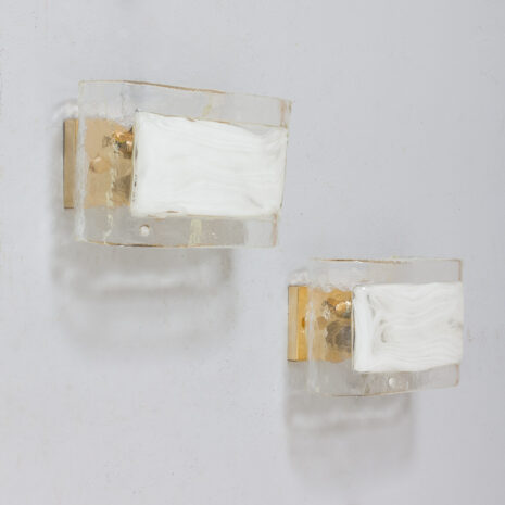 21369.2 Pair of La Murrina Murano lattimo glass and gilded metal wall sconces-6 Pair of La Murrina Murano lattimo glass and gilded metal wall sconces