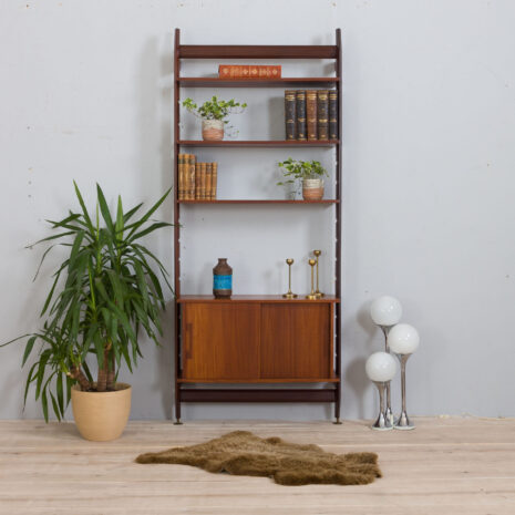 21393 Italian floor wall unit in teak single bay, 1970s-1 Italian floor wall unit in teak single bay s scaled
