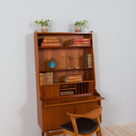 21403 Danish teak bookcase secretaire and tambour doors, Johannes Sorth, 1960s-1 Danish teak bookcase secretaire and tambour doors Johannes Sorth s scaled