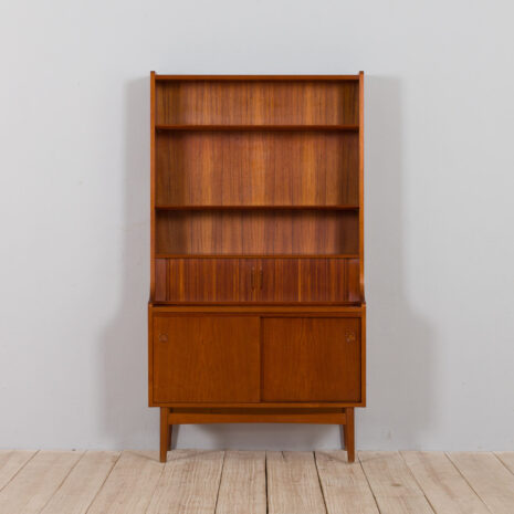 21403 Danish teak bookcase secretaire and tambour doors, Johannes Sorth, 1960s-3 Danish teak bookcase secretaire and tambour doors Johannes Sorth s scaled