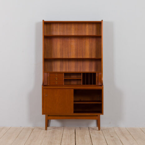21403 Danish teak bookcase secretaire and tambour doors, Johannes Sorth, 1960s-4 Danish teak bookcase secretaire and tambour doors Johannes Sorth s scaled