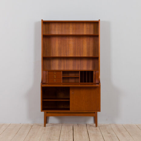 21403 Danish teak bookcase secretaire and tambour doors, Johannes Sorth, 1960s-5 Danish teak bookcase secretaire and tambour doors Johannes Sorth s scaled