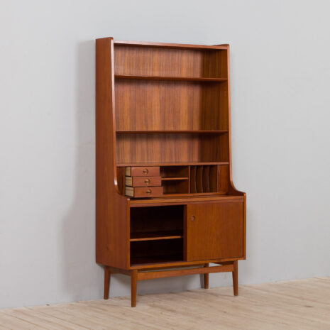 21403 Danish teak bookcase secretaire and tambour doors, Johannes Sorth, 1960s-7 Danish teak bookcase secretaire and tambour doors Johannes Sorth s scaled