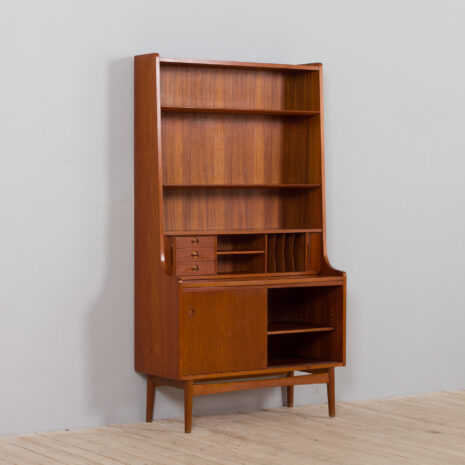 21403 Danish teak bookcase secretaire and tambour doors, Johannes Sorth, 1960s-8 Danish teak bookcase secretaire and tambour doors Johannes Sorth s scaled