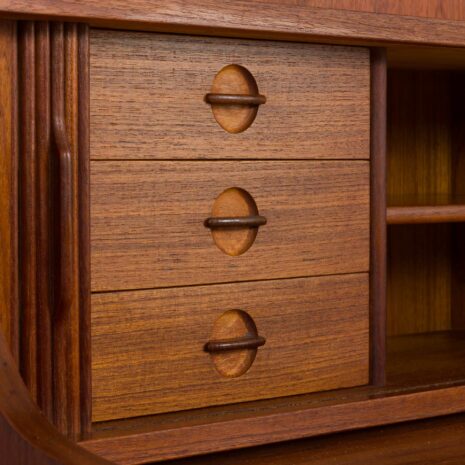 21414 Danish teak bookcase secretaire with drawers and tambour doors, Johannes Sorth, 1960s-10 Danish teak bookcase secretaire with drawers and tambour doors Johannes Sorth s scaled