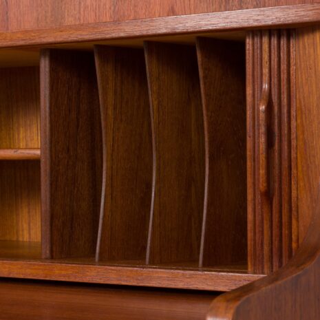 21414 Danish teak bookcase secretaire with drawers and tambour doors, Johannes Sorth, 1960s-11 Danish teak bookcase secretaire with drawers and tambour doors Johannes Sorth s scaled