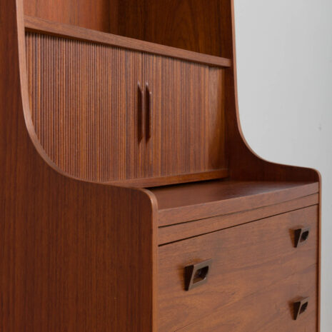 21414 Danish teak bookcase secretaire with drawers and tambour doors, Johannes Sorth, 1960s-14 Danish teak bookcase secretaire with drawers and tambour doors Johannes Sorth s scaled