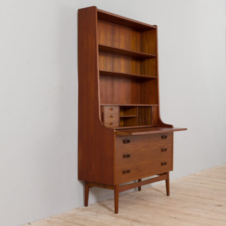 21414 Danish teak bookcase secretaire with drawers and tambour doors, Johannes Sorth, 1960s-18 Danish teak bookcase secretaire with drawers and tambour doors Johannes Sorth s scaled
