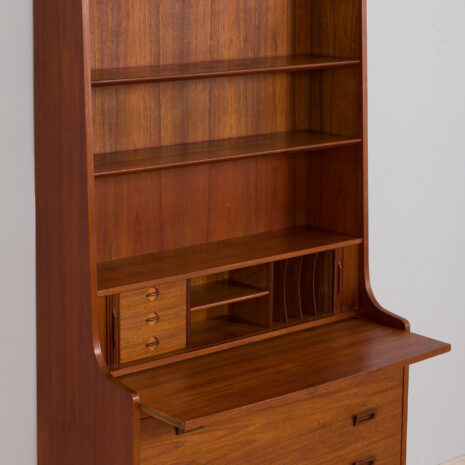 21414 Danish teak bookcase secretaire with drawers and tambour doors, Johannes Sorth, 1960s-19 Danish teak bookcase secretaire with drawers and tambour doors Johannes Sorth s scaled