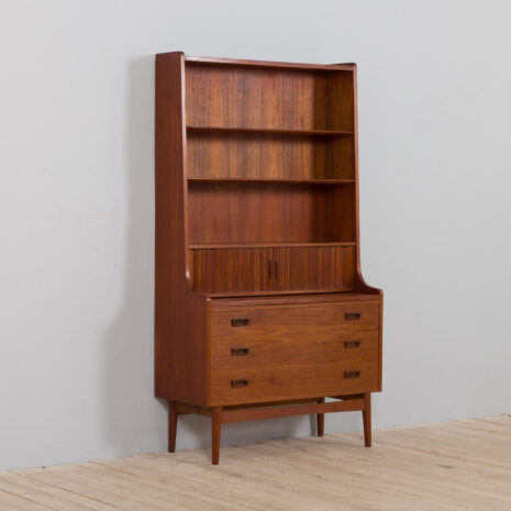21414 Danish teak bookcase secretaire with drawers and tambour doors, Johannes Sorth, 1960s-6 Danish teak bookcase secretaire with drawers and tambour doors Johannes Sorth s scaled