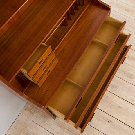 21414 Danish teak bookcase secretaire with drawers and tambour doors, Johannes Sorth, 1960s-8 Danish teak bookcase secretaire with drawers and tambour doors Johannes Sorth s scaled