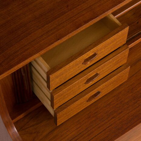 21414 Danish teak bookcase secretaire with drawers and tambour doors, Johannes Sorth, 1960s-9 Danish teak bookcase secretaire with drawers and tambour doors Johannes Sorth s scaled