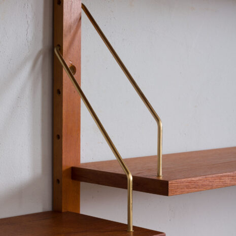 21418 teak 3 bay preben Sorensen wall unit with a desk shelf, 2 cabinets and 8 shelves-11 teak bay preben Sorensen wall unit with a desk shelf cabinets and shelves scaled