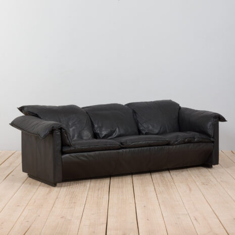 Black leather sofa  scaled