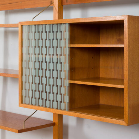 21430 Rival 2 bay free standing teak wall unit with 3 cabinets and 3 shelves by Brodrene Jatogs Norway, Kjell Riise ,1960s-24 Rival bay free standing teak wall unit with cabinets and shelves by Brodrene Jatogs Norway Kjell Riise s scaled