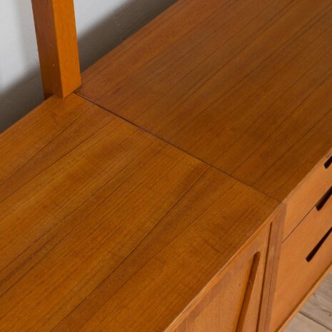 21430 Rival 2 bay free standing teak wall unit with 3 cabinets and 3 shelves by Brodrene Jatogs Norway, Kjell Riise ,1960s-27 Rival bay free standing teak wall unit with cabinets and shelves by Brodrene Jatogs Norway Kjell Riise s scaled