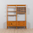 Rival  bay free standing teak wall unit with  cabinets and  shelves by Brodrene Jatogs Norway Kjell Riise s  scaled