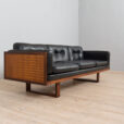 Poul Cadovius rosewood and black leather sofa  scaled