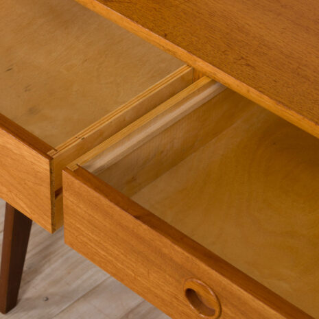 21437 Free standing 3 bay teak ergo wall unit with a desk, 4 cabinets and 5 shelves-19 Free standing bay teak ergo wall unit with a desk cabinets and shelves scaled