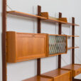 Free standing  bay teak ergo wall unit with a desk  cabinets and  shelves   scaled