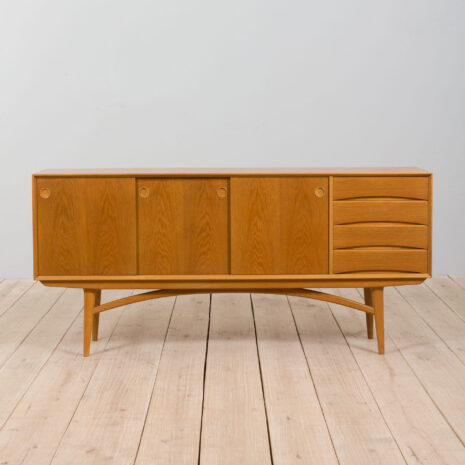 21444 Arne Vodder style wide oak sideboard on light base with 4 drawers-4 Arne Vodder style wide oak sideboard on light base with drawers scaled