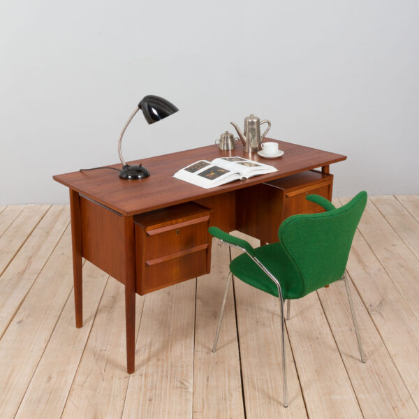 Vintage Danish teak desk in Teak with  drawers  scaled
