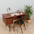 Free standing Danish teak desk with floating top and drawers Denmark s scaled