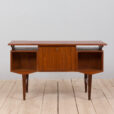 Free standing Danish teak desk with floating top and drawers Denmark s scaled