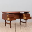 Free standing Danish teak desk with floating top and drawers Denmark s scaled