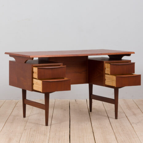 21332 Free standing Danish teak desk with floating top and 4 drawers, Denmark, 1960s-4 Free standing Danish teak desk with floating top and drawers Denmark s scaled