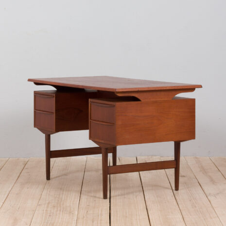 21332 Free standing Danish teak desk with floating top and 4 drawers, Denmark, 1960s-6 Free standing Danish teak desk with floating top and drawers Denmark s scaled