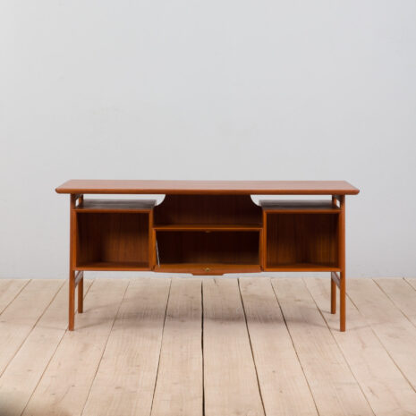 21335K Danish Freestanding Teak Desk Model 75 by Omann Jun , 1950s-10 K Danish Freestanding Teak Desk Model by Omann Jun s scaled