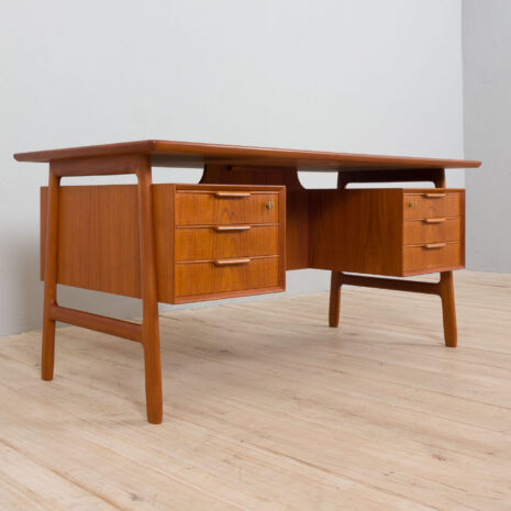 21335K Danish Freestanding Teak Desk Model 75 by Omann Jun , 1950s-15 K Danish Freestanding Teak Desk Model by Omann Jun s scaled