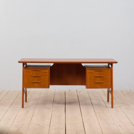 21335K Danish Freestanding Teak Desk Model 75 by Omann Jun , 1950s-4 K Danish Freestanding Teak Desk Model by Omann Jun s scaled