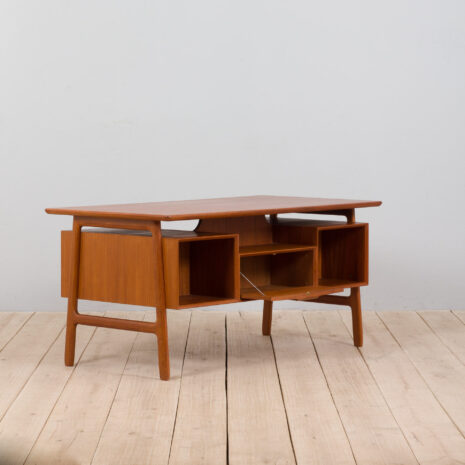 21335K Danish Freestanding Teak Desk Model 75 by Omann Jun , 1950s-8 K Danish Freestanding Teak Desk Model by Omann Jun s scaled