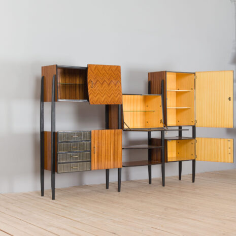 21353 Mid century modern Italian wall unit in Dassi, Fornasetti style, 1950s-5 Mid century modern Italian wall unit in Dassi Fornasetti style s scaled