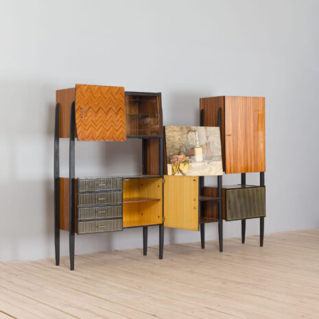 21353 Mid century modern Italian wall unit in Dassi, Fornasetti style, 1950s-7 Mid century modern Italian wall unit in Dassi Fornasetti style s scaled