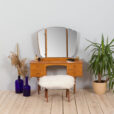 Scandinavian teak mid century makeup vanity with mirror and  drawers s  scaled