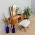 Scandinavian teak mid century makeup vanity with mirror and  drawers s  scaled