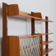 Scandinavian bay Ergo wall unit in teak with cabinets and shelves scaled