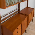 Scandinavian bay Ergo wall unit in teak with cabinets and shelves scaled