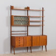 Scandinavian bay Ergo wall unit in teak with cabinets and shelves scaled