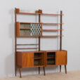 Scandinavian bay Ergo wall unit in teak with cabinets and shelves scaled