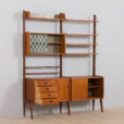 Scandinavian bay Ergo wall unit in teak with cabinets and shelves scaled