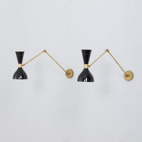 Set of  Italian sconces adjustable wall lamps in Stilnovo style  scaled