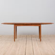 Danish teak dining table extandeble with two hidden leaves  scaled