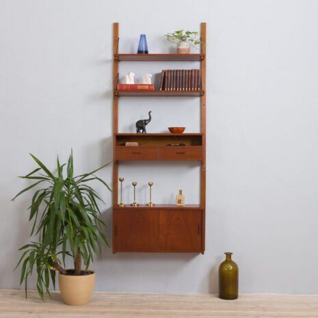 22015 Danish one bay wall unit in teak, entry shelving system, 1960s-1 Danish one bay wall unit in teak entry shelving system s scaled